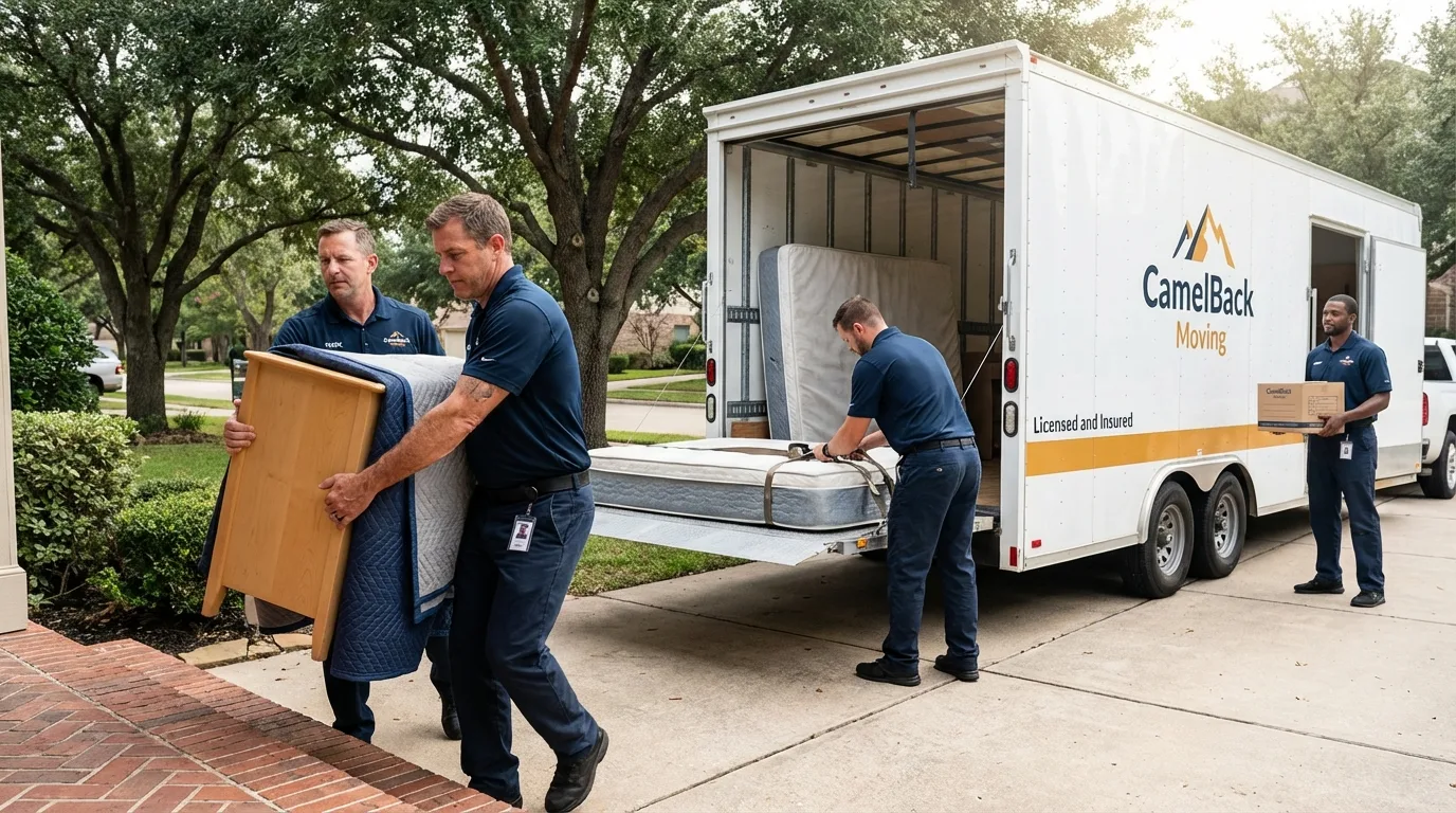 Crew loading residential truck for cross-state move from Wailuku, HI