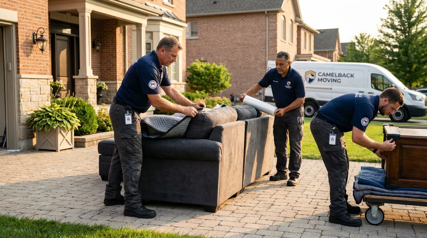 Large estate moving crew wrapping furniture in Wailuku, HI
